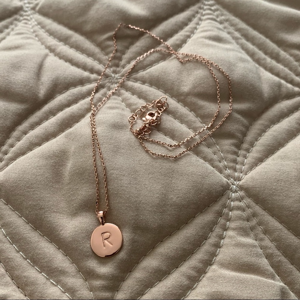 Rose Gold R pendant necklace// 2 for 40 bundle